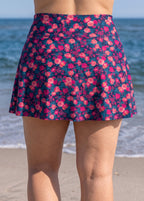 Pink Floral Print High Waist Modest Plus Size Flare Slim Fit Swim Bottom