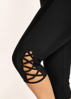 Plus Size Black High Waisted Tummy Control Side Pocket Swimsuit Bottom Swim Capri Pants