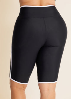 Black And White Striped Plus Size Swimsuit Bottom Capri Pants