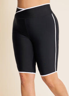 Black And White Striped Plus Size Swimsuit Bottom Capri Pants