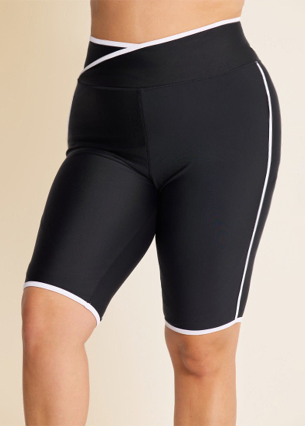 Black And White Striped Plus Size Swimsuit Bottom Capri Pants